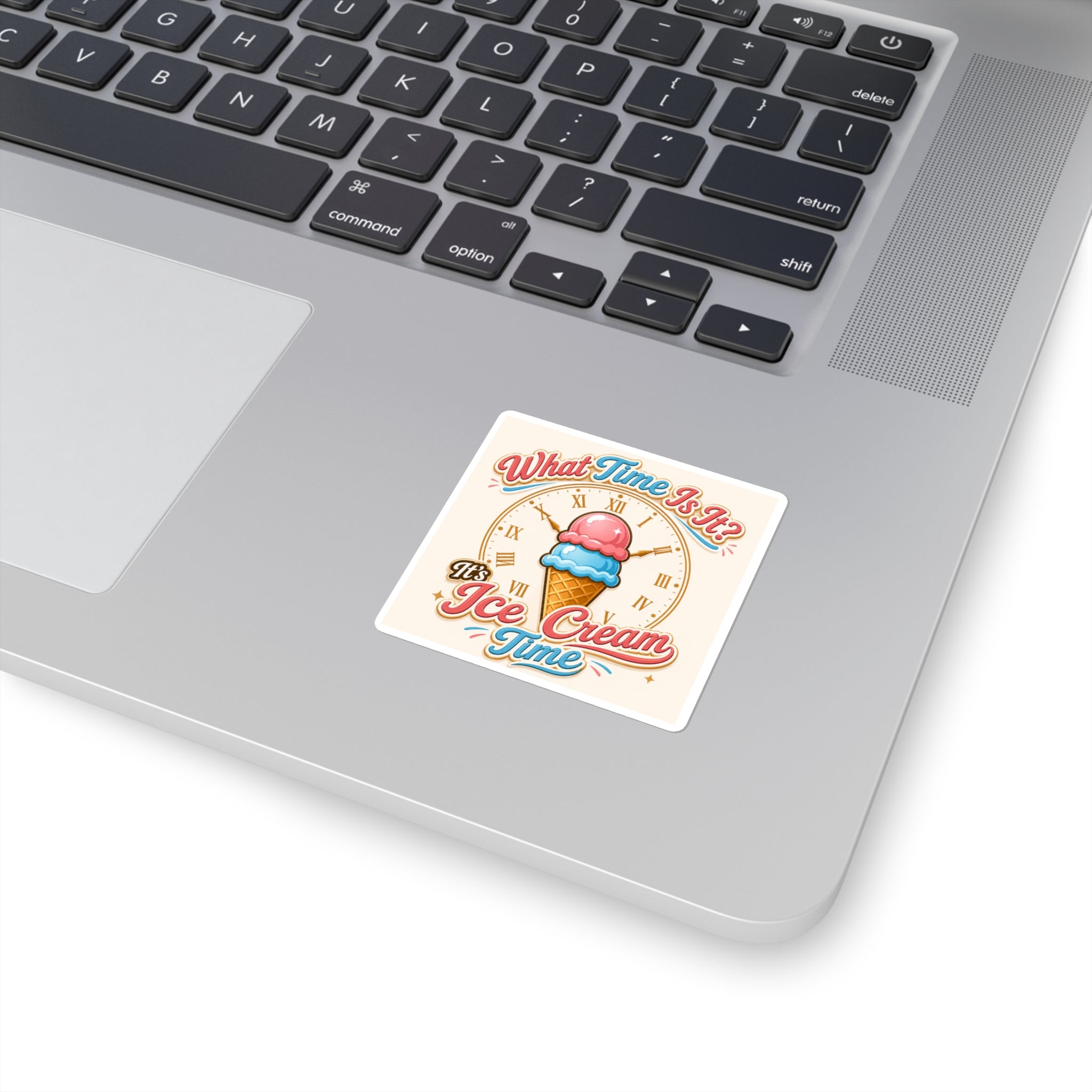 "It's Ice Cream Time - What Time Is It?" Square Stickers