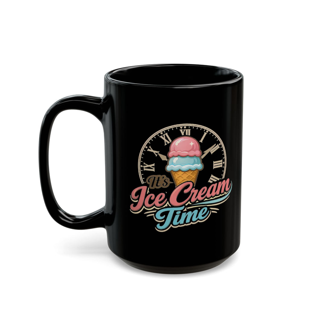 What Time Is It? Retro Script Black Mug — 11oz & 15oz