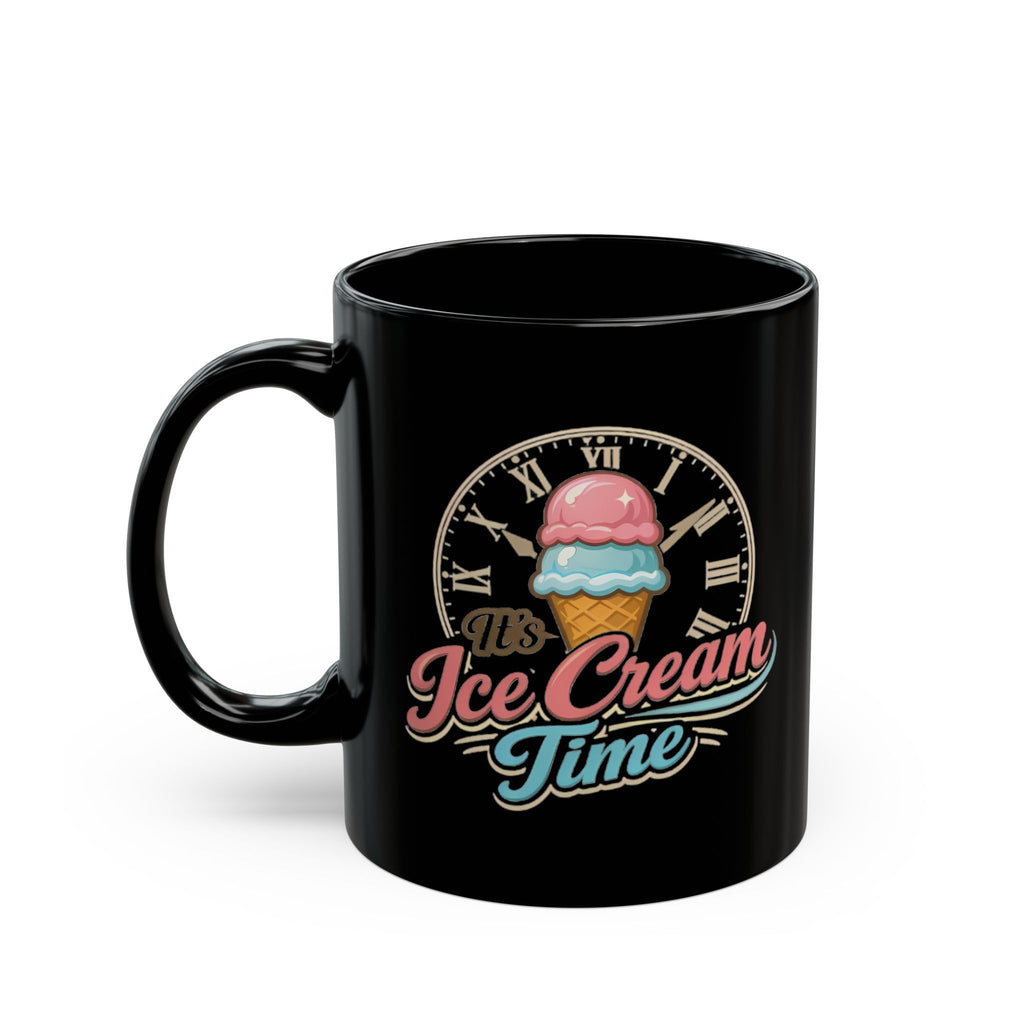 What Time Is It? Retro Script Black Mug — 11oz & 15oz